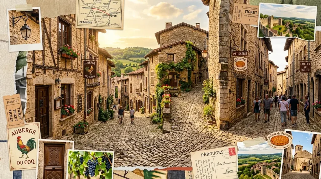 Cobblestonestreets and half timbered houses in the medieval village of Pérouges near Lyon