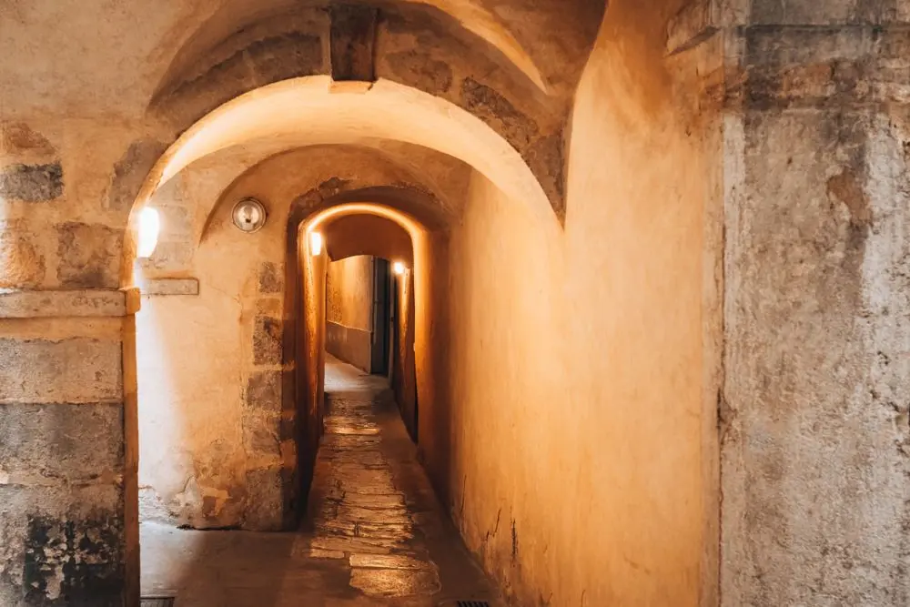 Historic traboule passage in Vieux Lyon